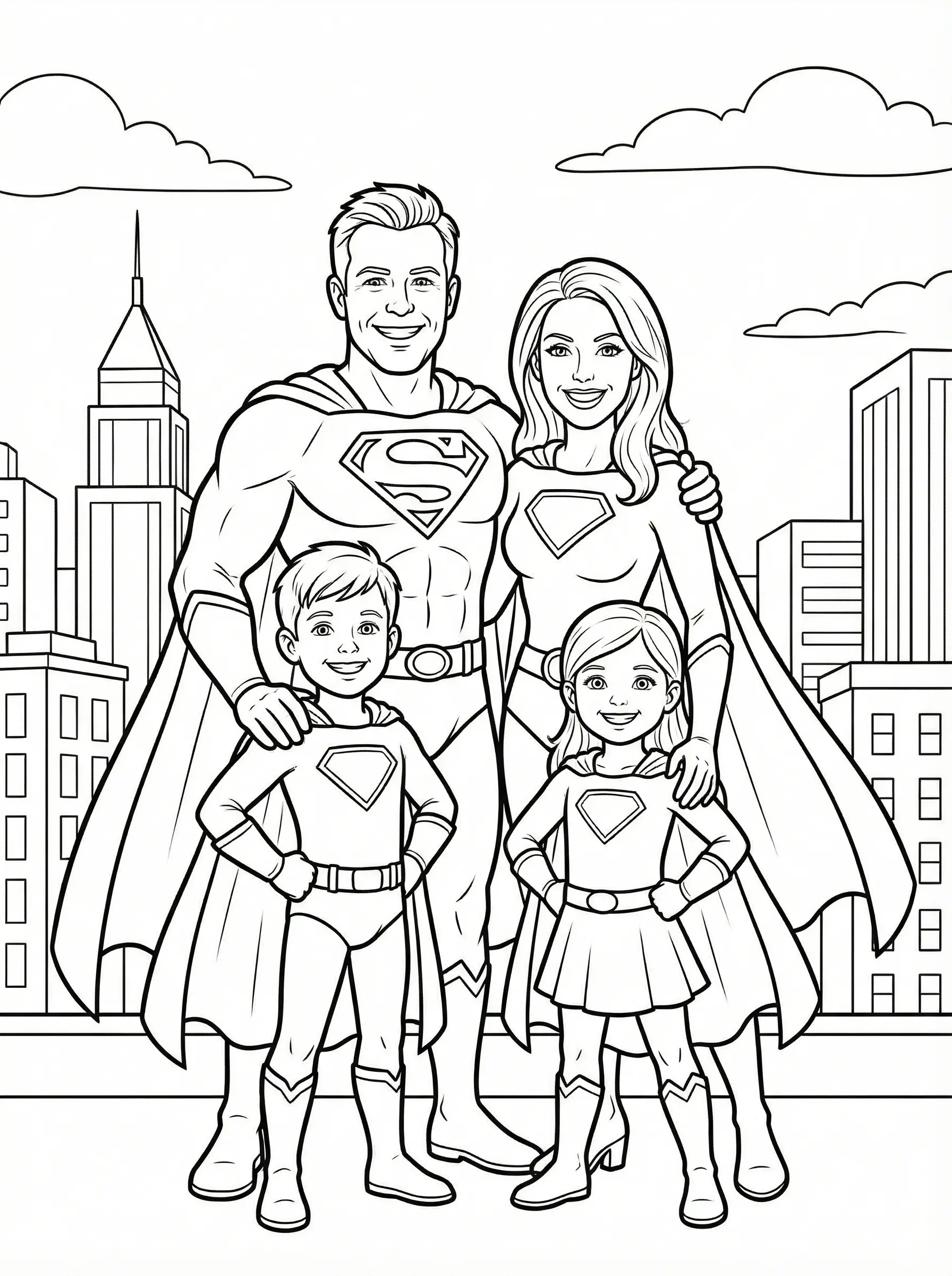 As superheroes - coloring page